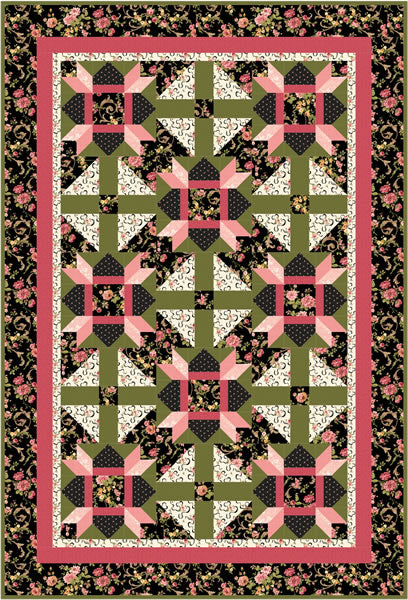 Black Floral Crossroads Quilt BS2-318e - Downloadable Pattern