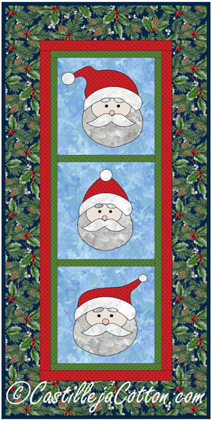 Santa Faces Runner Mini Wall Quilt CJC-38828e - Downloadable Pattern