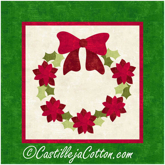 Poinsettias and Bow Wreath Wall Hanging CJC-40737e - Downloadable Pattern