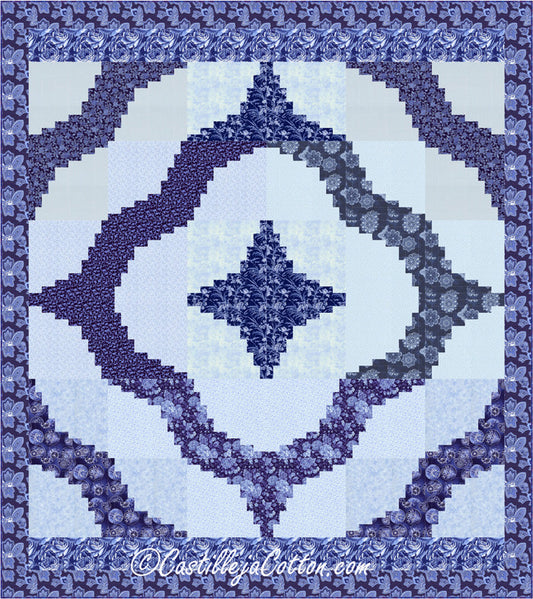 Sprial Log Cabin Queen Quilt CJC-4750e - Downloadable Pattern