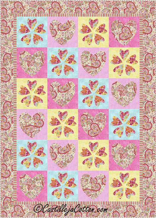 Hearts and Flowers Quilt Pattern CJC-48111 - Paper Pattern