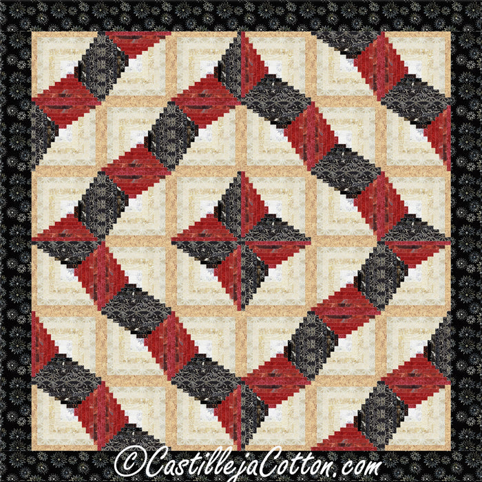 Curling Log Cabin Quilt CJC-4962e - Downloadable Pattern