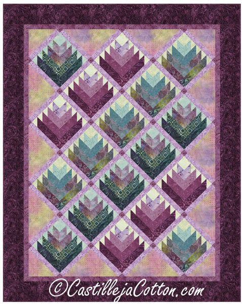 Log Cabin Flowers Quilt CJC-49662e - Downloadable Pattern