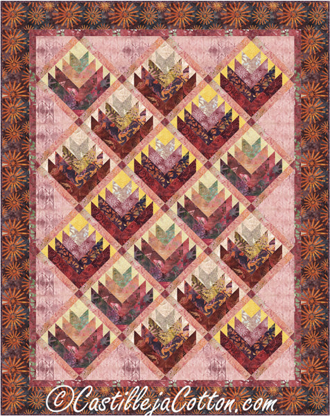 Log Cabin Flowers Quilt CJC-4966e - Downloadable Pattern