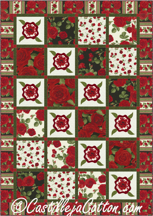 Glamour Roses Quilt Pattern CJC-4992 (advanced beginner, lap and throw ...