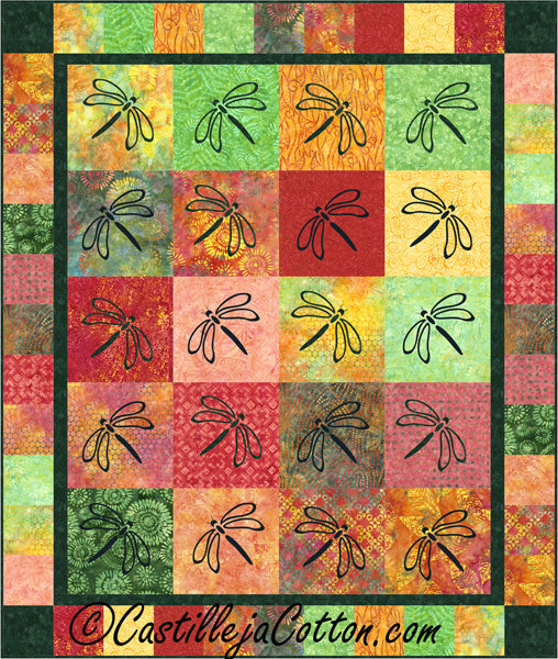 Transparent Dragonflies Quilt CJC-50971e - Downloadable Pattern