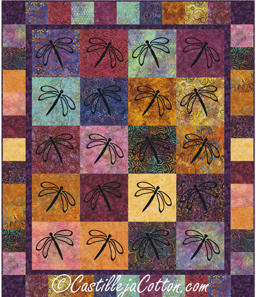 Transparent Dragonflies Quilt CJC-50972e - Downloadable Pattern