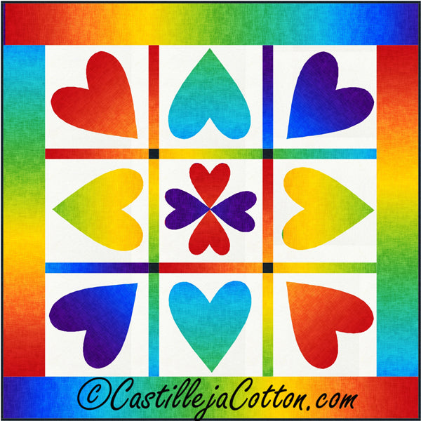 Rainbow Hearts Quilt CJC-5113e - Downloadable Pattern