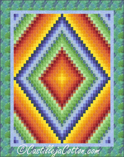 Rainbow Rippling Diamonds Quilt CJC-51581e - Downloadable Pattern