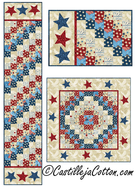 Stars and Strips Sixes Table Set CJC-52010e - Downloadable Pattern