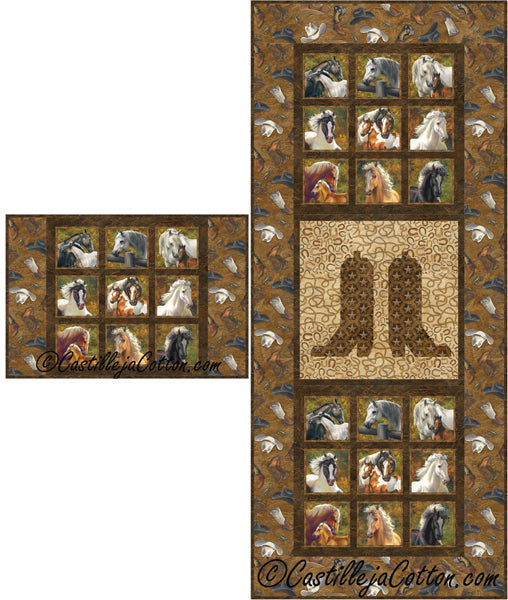 Horse and Boots Table Set Quilt Pattern CJC-52110 - Paper Pattern