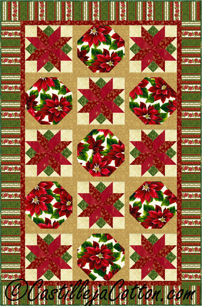 Poinsettia Stars Quilt Pattern CJC-52651 - Paper Pattern