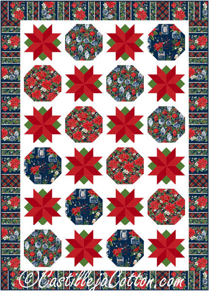 Poinsettia Stars Lap Quilt Pattern CJC-52652 - Paper Pattern