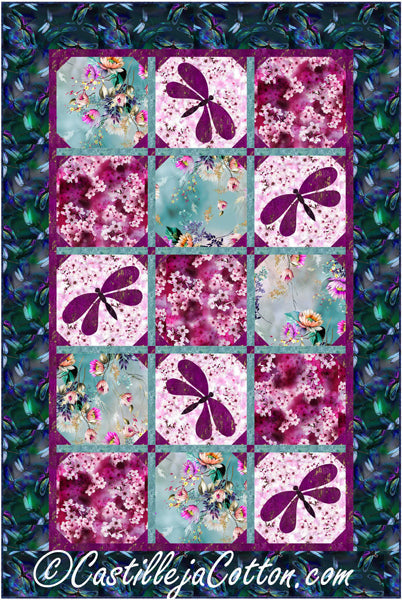 Flowers and Dragonflies Quilt Pattern CJC-53321 - Paper Pattern