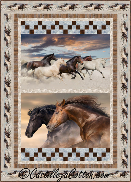 Racing Horses Twin Quilt CJC-54165e - Downloadable Pattern