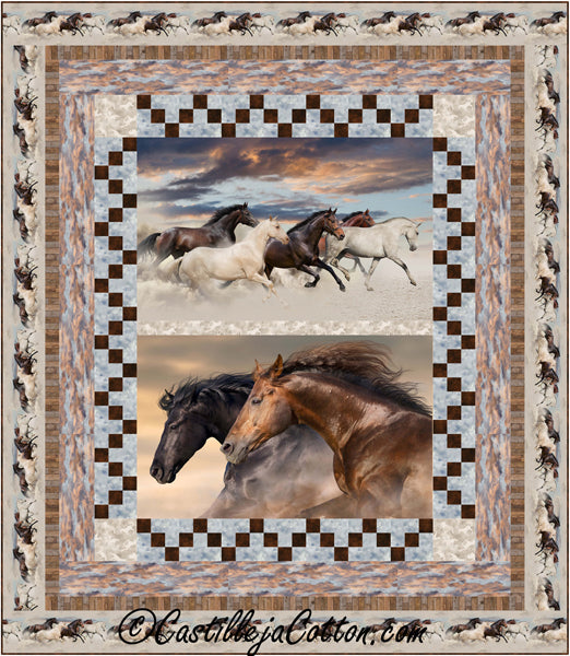 Racing Horses Queen Quilt CJC-54166e - Downloadable Pattern