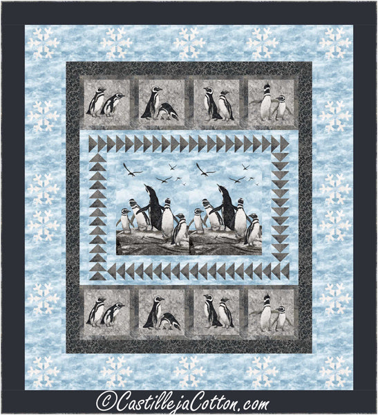 Southern Penguins Queen Quilt CJC-54284e - Downloadable Pattern