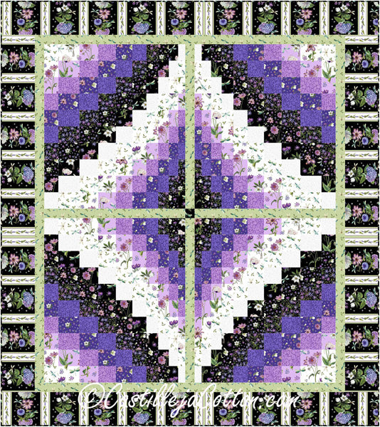 Stained Glass Flowers Queen Quilt CJC-55004e - Downloadable Pattern