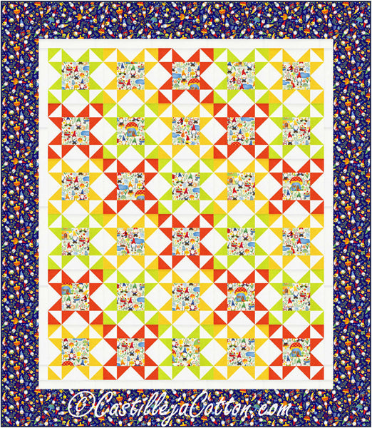 Starry Gnomes Queen Quilt CJC-55162e - Downloadable Pattern