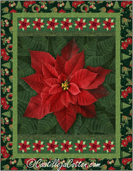 Holiday Poinsettia Red Quilt CJC-55502e - Downloadable Pattern