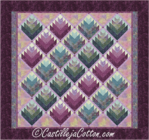 Log Cabin Flowers King Quilt CJC-55621e - Downloadable Pattern