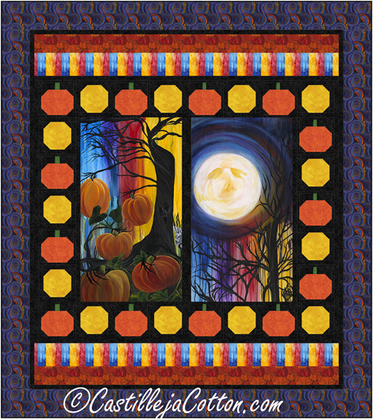 Pumpkins and Moon Queen Quilt CJC-56952e - Downloadable Pattern