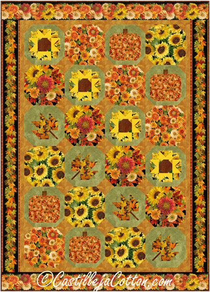 Leaves, Sunflowers and Pumpkins Quilt Pattern CJC-57181 - Paper Pattern