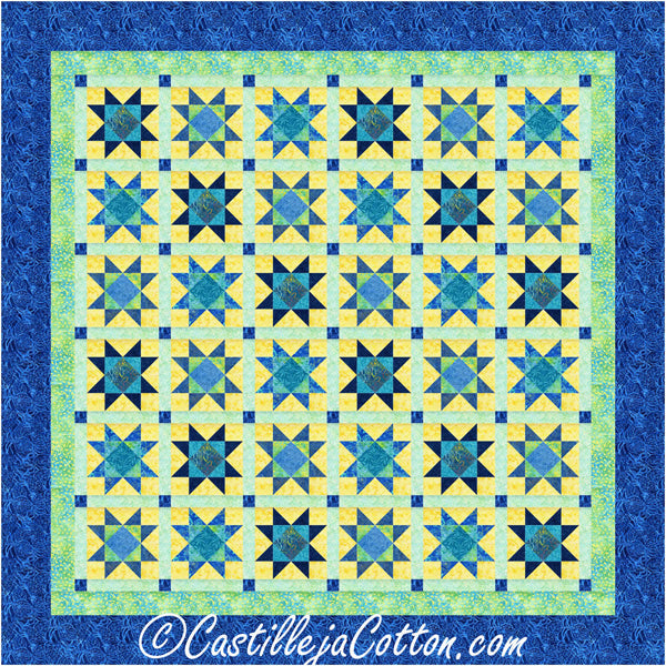 Seaglass Stars King Quilt CJC-57531e - Downloadable Pattern