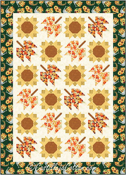 Sunflowers and Leaves Quilt CJC-58541e - Downloadable Pattern