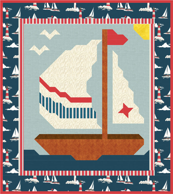 Sailboat Quilt Pattern CQ-087 (advanced beginner, wall hanging, baby ...