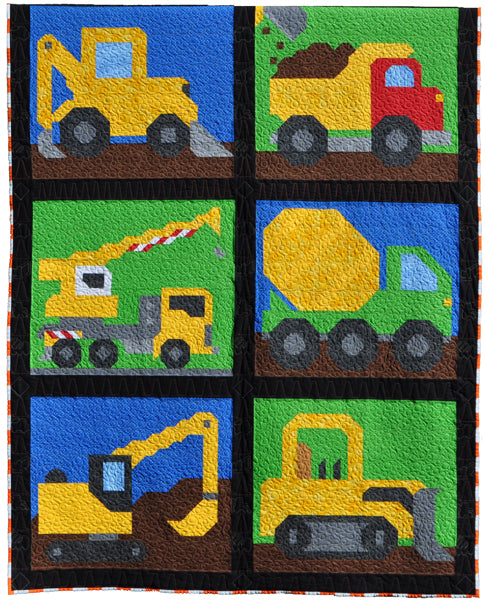 Construction Vehicles Quilt CQ-139e - Downloadable Pattern