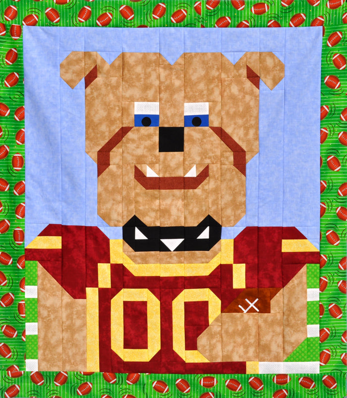 Football Bulldog Quilt Pattern CQ-E004 - Paper Pattern