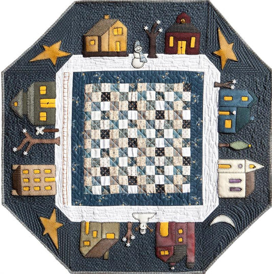 Prairie Town in Winter Table Topper CQA-504e - Downloadable Pattern