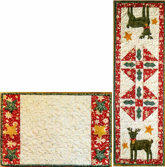 Reindeer & Stars Table Runner & Placemat CTG-143e - Downloadable Pattern