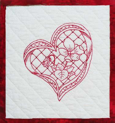 Geri's Redwork Hearts Quilt Pattern GGA-228 - Paper Pattern