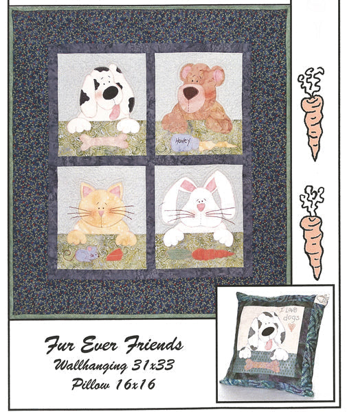 Fur Ever Friends Wall Hanging or Pillow HBH-101e - Downloadable Pattern