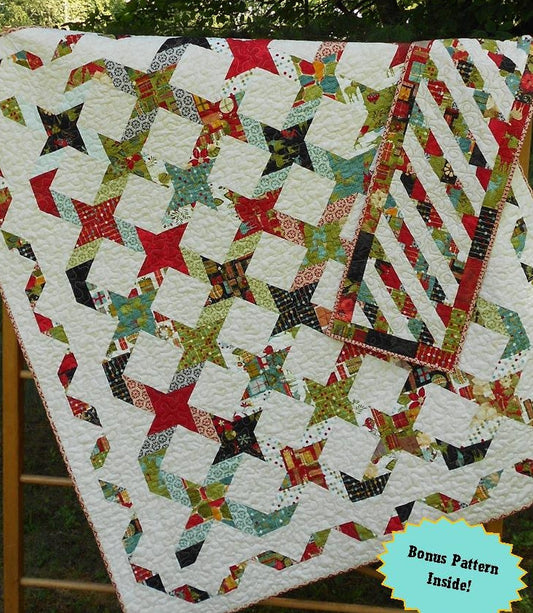 Twisting With The Stars Quilt and Table Runner LLD-041e - Downloadable Pattern