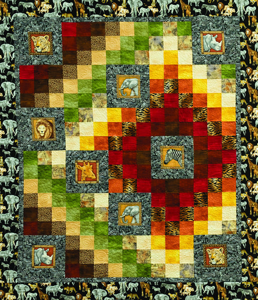 Jungle Nine Patch Quilt Pattern LOB-102 - Paper Pattern