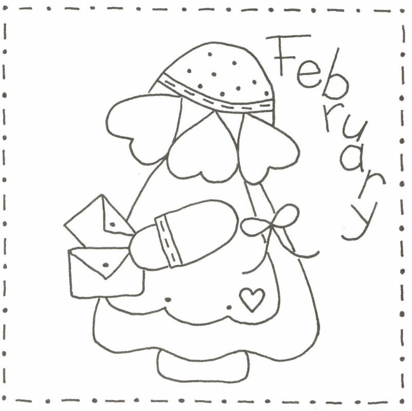 Sunbonnet Sue BOM - February Stitchery Pattern LQC-S2 - Paper Pattern