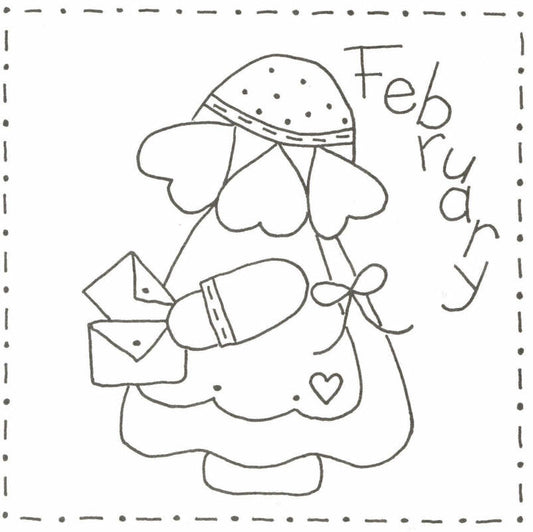 Sunbonnet Sue BOM - February Stitchery LQC-S2e - Downloadable Pattern