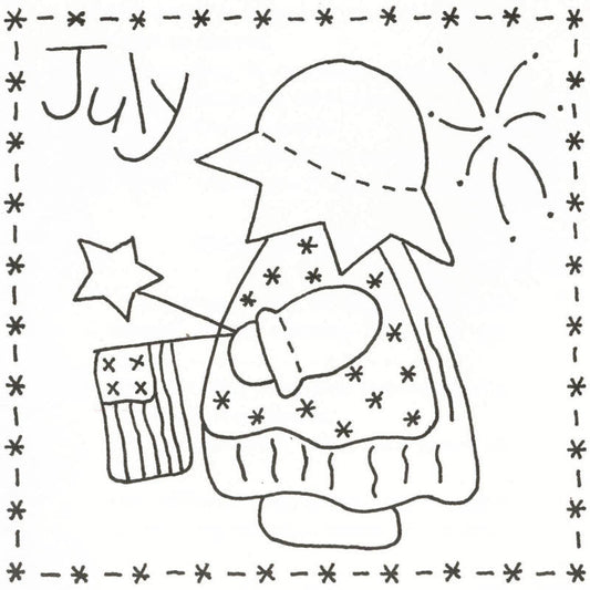 Sunbonnet Sue BOM - July Stitchery Pattern LQC-S7 - Paper Pattern