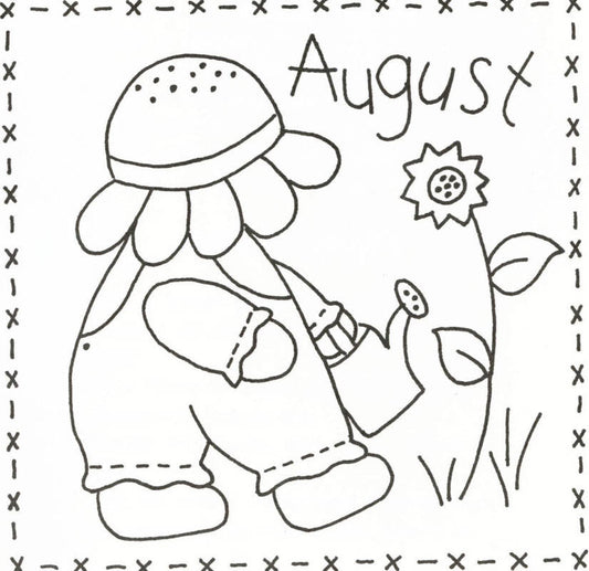 Sunbonnet Sue BOM - August Stitchery Pattern LQC-S8 - Paper Pattern