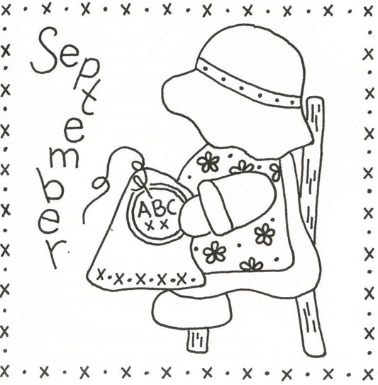 Sunbonnet Sue BOM - September Stitchery Pattern LQC-S9 - Paper Pattern