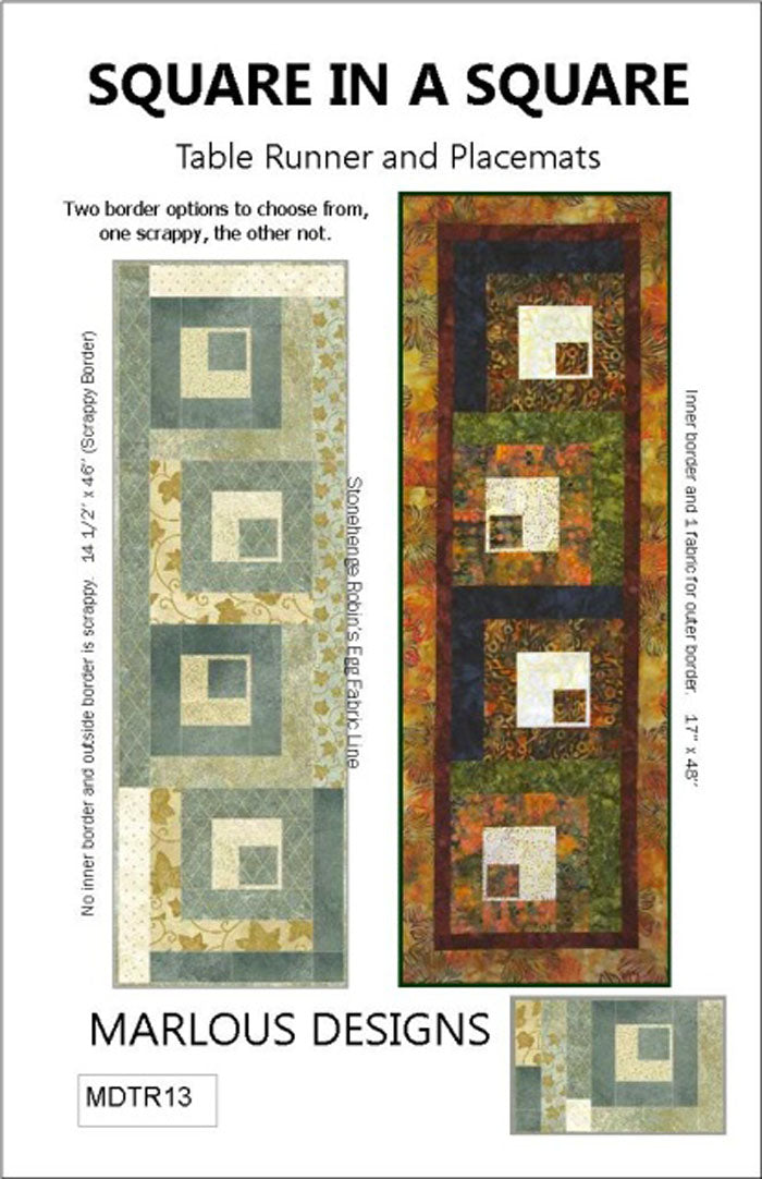 Square in a Square Table Runner & Placemat Pattern MD-TR13 - Paper Pattern