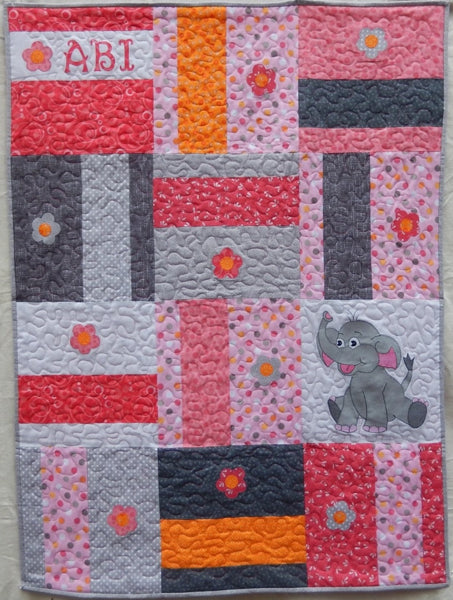 Elephant Applique Baby Quilt MSP-105e - Downloadable Pattern