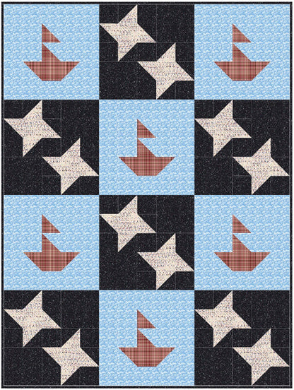 Sailing Under the Stars Quilt NDD-194e - Downloadable Pattern