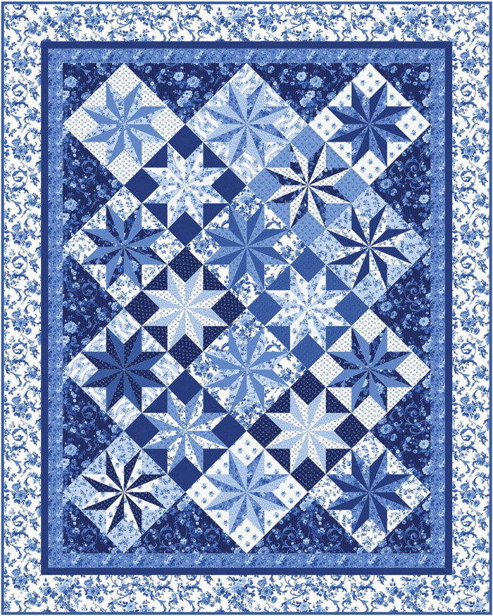 Porcelain Prism Stars Quilt PC-177e - Downloadable Pattern