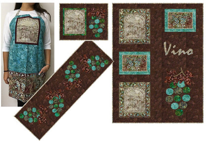 Wine Tour Table Set and Apron PC-248e - Downloadable Pattern