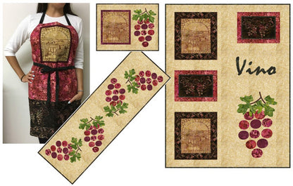 Wine Tour Table Set and Apron PC-248e - Downloadable Pattern