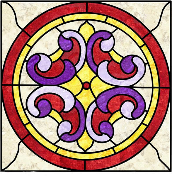 Victorian Scroll Stained Glass Quilt Pattern PES-102 - Paper Pattern